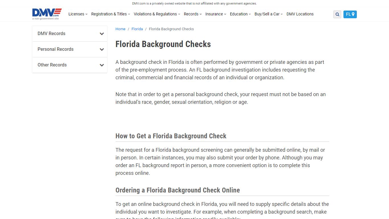 Florida Background Checks | DMV.com